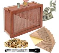 AIERSA Cash Vault - Tirelire en bois pour 10 000 5000 3000 2000 1000 500 défi d'économie d'argent pour adultes avec stylo effaçable à sec, suivi d'épargne vierge
