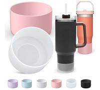 AIERSA Lot de 2 manchons de protection en silicone pour bouteille d'eau Stanley Quencher de 1200 ml, 887 ml avec poignée, pour IceFlow 590 ml, 880,5 g, transparent et rose