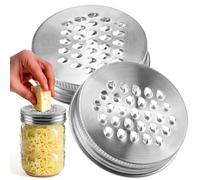AIERSA Mason Jar Lot de 2 couvercles de râpe à fromage, couvercles de mise en conserve pour bocal Mason Jar Accessoires à ouverture régulière Râpe en acier inoxydable pour fromage, légumes, gadgets de
