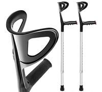 AIESI® Bequilles Medicales adultes orthopédique réglable unique couleur noire légers en aluminium anodisé (Paquet de 2 pièces), Garantie 24 mois