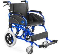 AIESI® Fauteuil Roulant pliable super-léger en aluminium avec frein pour les handicapés et les personnes âgées AGILA TRANSIT, Double système de freinage, Ceinture de sécurité, Garantie 24 mois