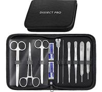 AIESI® Kit de dissection avec 9 instruments en acier inoxydable et étui à fermeture éclair DISSECT PRO, Trousse d'instruments, Garantie 24 mois