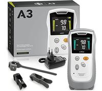 AIESI® Oxymètre Vétérinaire Palmair Professionnel avec écran couleur et sonde linguale anti-mouvement A3, Extrêmement précis, Batterie lithium, Coque de protection avec support, Garantie 24 mois