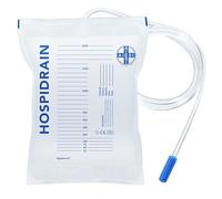 AIESI® Sac de drainage urinaire de 2 litres avec tube de 120 cm sans robinet de vidange HOSPIDRAIN (Paquet de 25 pièces)