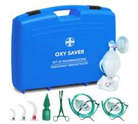 AIESI® Trousse de premiers secours sans bouteille d'oxygène avec sac ambu guedel et accessoires OXY SAVER, Made in Italy