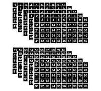 AIEX 10 Chiffres Adhesifs Feuilles Autocollants Nombres 5 Ensembles 1-100 Autocollants Nombres Carrés Vinyle Étiquettes Boîtes Rangement Casiers Fournitures Scolaires Bureau (Noir, 2.54cm)