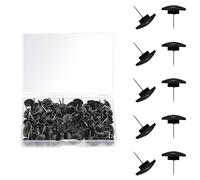 AIEX 100 pièces de 12 mm push pins, épingles en plastique transparent avec pointe inoxydable, pinces à pression pour tableau de liège (noir)