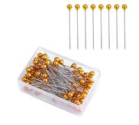 AIEX 100 Pièces Épingles à Coudre 4cm, Tête De Boule en Plastique, Épingles à Piquer Droites pour La Décoration De Bijoux De Couturière l'Artisanat d'art Et Les Projets De Couture (Doré)
