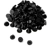 AIEX 100 Pièces Fermoir Papillon Pins Caoutchouc Pin's Fermoir Embrayage pour Épinglettes Fabrication de Bijoux Chapeaux Insignes Uniforme (Noir 11.5mm Diamètre)