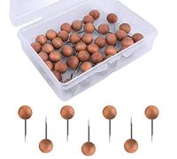 AIEX 100 Pièces Punaises en Bois, Punaises à Tête Ronde avec Aiguille en Acier Punaises de Carte Punaises Décoratives pour Tableau d'Affichage Documents Photos et Cartes