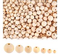 AIEX 1000 Pièces Perles en Bois, Perles en Bois Naturel pour Bricolage, Rondes Perles en Bois pour Bijoux Faits à la Main Guirlande, 7 Tailles (6mm/8mm/10mm/12mm/14mm/16mm/20mm)