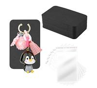 AIEX 100pcs Cartes d'Affichage Porte-Clés avec 100pcs Sacs Auto-Scellants Cartes d'Affichage Bracelet Noir Boucles Doreilles Bague Support pour Emballage Vente (7,5x12cm)