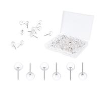 AIEX 100pcs Punaises Transparentes, Punaises Rondes avec Boîte de Rangement Punaises Boule pour Le Stockage Quotidien des Données Bureau d'Étude l'Organisation Fichiers (Argent)