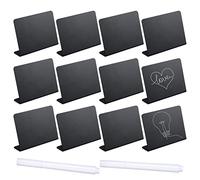 AIEX 12pcs 100x75mm Mini Panneaux de Tableau, Mini Tableau Effacable avec 2 Marqueurs, Mini Tableau Buffet pour Fête Mariage Anniversaire Baby Shower (Noir)