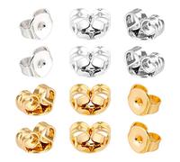 AIEX 12pcs / 6 Paires Fermoir Boucle D'oreille 925 Argent Sterling or 14 Carats, Verrouillage de Remplacement Sécurisé pour Les Boucles D'oreilles, Fabrication de Bijoux - Argent, or, 6×5 mm