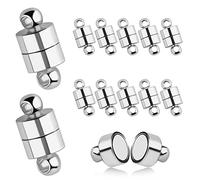 AIEX 12pcs Fermers Magnétiques Fermoir Magnétique Bijoux Bracelet Boucle Ronde Collier Aimanté pour Fabrication Colliers Bijoux (Argent)