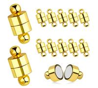AIEX 12pcs Fermoirs Magnétiques, Fermoirs Magnétiques Bijoux Fermoirs Magnétiques Bracelets avec Boucle Ronde, Fermoir Collier Fermoir Aimanté pour la Fabrication de Colliers de Bijoux (Doré)
