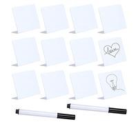 AIEX 12pcs Panneaux de Mini Tableau Effacable 100x75mm avec 2 Marqueurs pour Fête, Mariage, Anniversaire, Baby Shower (Blanc)