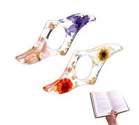 AIEX 2 Pièces Porte Page Livre Pouce, Signet de Fleur Séchée en Résine Anneau de Pouce Transparent Porte Page pour Livre Accessoires de Lecture de Livre pour Enseignants Étudiants Amateurs de Livres