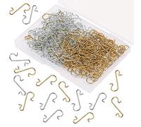 AIEX 200 Pièces Crochets d'Ornement de Noël de Boule Forme de S avec Boîte de Rangement pour la Décoration d'Arbre de Noël (Argent et Or)