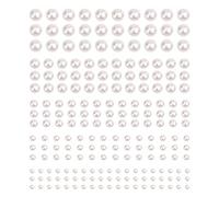 AIEX 2038 Pièces Perles Blanches Autocollantes, Autocollant Perles 3 mm/4 mm/5 mm/6 mm/8 mm Autocollants de Perles Demi Ronde pour Ongles Maquillage du Visage Décoration d'Intérieur Scrapbooking