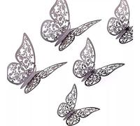 AIEX 24pcs Ornements De Papillons 3D Decoration Decoratifs Autocollants Amovibles Vifs avec 3 Tailles Différentes (Gris foncé)