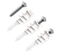 AIEX 25 Jeux Auto-Perceuse Chevilles et Vis pour Cloisons Sèches, Beton Aans Cheville, Plastique Kit Placo à Visser Charges Lourdes Rideaux Suspendus Armoires Murales Cadre Photo Blanc