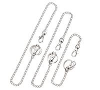 AIEX 3 pièces Chaine Pantalon - Chaîne de Poche, Chaîne pour Portefeuille, Porte-clé en Argent avec Deux Pinces pour Homard et Deux Porte-clés pour Jeans, Pantalons, Sacs (48cm, 52cm, 57cm)