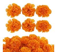 AIEX 30 Pièces Têtes Fleurs de Souci, Fleurs de Souci, Tête de Fleurs Artificielles Têtes d'Hortensia Orange pour Fête d'halloween Couronnes et Artisanat de Bricolage