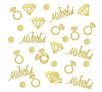 AIEX 300 Pièces Confettis de Table Mariage Or, Confettis en Papier Scintillant Just Married Diamant Bague Ronds Confettis Décorations de Table pour Douche Nuptiale Mariage Enterrement de Vie de Garçon