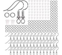 AIEX 300 Pièces Crochets de Boucle d'oreille Plaqués Argent Crochets de Fil d'oreille Hypoallergénique avec Dos de Sécurité pour Boucle d'oreille Transparente Et Anneaux de Saut