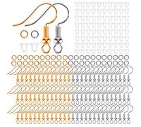 AIEX 300 Pièces Crochets de Boucle d'oreille Plaqués Argent Crochets de Fil d'oreille Hypoallergénique avec Dos de Sécurité pour Boucle d'oreille Transparente Et Anneaux de Saut(Or à Talon argenté)