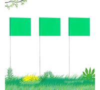 AIEX 5.1×7.6 cm 42pcs Drapeaux De Marquage avec Poteau en Acier De 35cm Vinyle Plantés Marquage Drapeaux pour Publics Souterrains Industriels Les Égouts l'Aménagement Paysager l'Arpentage (Vert)