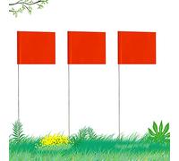 AIEX 5.1×7.6cm 42pcs Drapeaux De Jardin Marquage avec Poteau en Acier De 35cm Vinyle Plantés Marquage Drapeaux pour Publics Industriels Les Égouts l'Aménagement Paysager l'Arpentage (Orange)