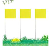 AIEX 5.1×7.6cm 42pcs Drapeaux De Marquage Avec Poteau En Acier De 35cm Vinyle Plantés Marquage Drapeaux Pour Publics Souterrains Industriels Les Égouts l'Aménagement Paysager l'Arpentage (Jaune)
