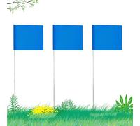 AIEX 5.1×7.6cm 42pcs Drapeaux De Marquage avec Poteau en Acier De 35cm Vinyle Plantés Marquage Drapeaux pour Publics Souterrains Industriels Les Égouts l'Aménagement Paysager l'Arpentage (Bleu)
