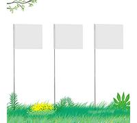 AIEX 5.1×7.6cm 42pcs Drapeaux De Marquage avec Poteau en Acier De 35cm Vinyle Plantés Marquage Drapeaux pour Publics Souterrains Industriels Les Égouts l'Aménagement Paysager l'Arpentage (Blanc)