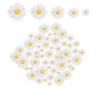 AIEX 50 pcs Daisy Flower, Breloques de Fleurs de Marguerite en Résine à Dos Plat Mini Marguerite Fleur Marguerite Decoration Anniversaire pour la Décoration Artisanale (5 Tailles, Blanc et Jaune)