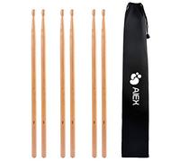 AIEX 5A Baguettes de batterie Classique Érable Bois Drum Sticks pour Batteur, débutants, étudiants et adultes, est livré avec un sac étanche,3 Paires