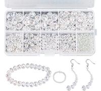 AIEX 700pcs Kit de Perles en Cristal Vente en Gros Verre Perles Couleurs Assorties Briolette Rondelle à Facettes pour la Fabrication de Bijoux, 6 mm (Transparent)