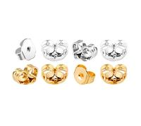 AIEX 8Pcs 4 Paires Fermoirs de Boucles d'oreilles Argent Sterling 925 Or Oreilles Sensibles Remplacement Verrouillage Sécurisé Support Sécurisé Boucles Oreilles Bijoux Femmes (4 Or 4 Argent)