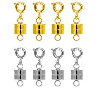 AIEX 8pcs Fermoirs Magnétiques à Homard avec Fermoir Mousqueton, Placage d'Argent Métal Fermoirs Magnétiques pour Bijoux Bracelets Bracelet de Cheville et Bricolage avec Magnétisme Fort (Argent, Or)