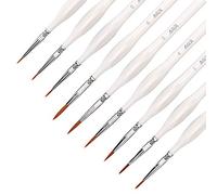 AIEX 9 Pièces Kit de Peinture Aquarelle Miniature - Pinceau, Peinture Miniature, Ensemble De Pinceaux pour Peinture, Aquarelle, Huile, Visage, Ongles, Peinture De Maquettes, Dessin Au Trait - Blanc