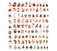 AIEX Breloques de Noël, Breloque en Émail de Noël en Vrac Bonhomme de Neige Élan Divers Motifs pour Fabrication de Bijoux Boucles d'Oreilles Bricolage Collier Bracelet Artisanat, Zinc