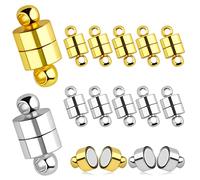 AIEX Lot de 12 fermoirs magnétiques dorés et argentés, fermoir verrouillable avec boucle ronde