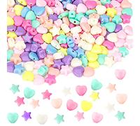 AIEX Lot de 400 perles intercalaires en plastique avec cœur et étoile en forme de poney Couleurs assorties Multicolore