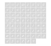 AIEX Lot de 62 pochoirs Alphabet Calligraphie 2,5 cm Style ferme Alphabet Numériques Pochoirs pour Projets d'art DIY Décoration Peinture