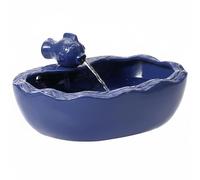 Aifeorzo Fontaine à eau pour oiseaux d'extérieur - Fontaine solaire Koi de 28 cm - Finition émaillée bleue - Fontaine de jardin à énergie solaire pour table, balcon, terrasse, pelouse