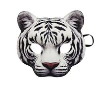 Aiffort 1 demi-masque de tigre amusant pour Halloween, Pâques, carnaval, bal masqué, fête, festival (blanc)