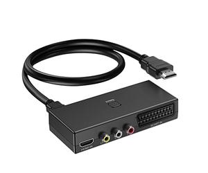 AIFHDAUF Convertisseur Péritel vers HDMI, Commutateur 3 en 1, Adaptateur Vidéo avec Câble HDMI, Prise en Charge HDTV, Xbox, PS/3, DVD, N64, Wii, Sky STB, VHS, VCR, PC
